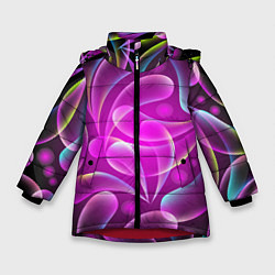 Куртка зимняя для девочки Объемные абстрактные узоры, цвет: 3D-красный