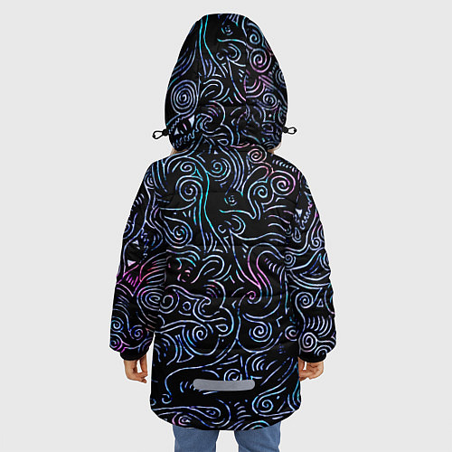 Зимняя куртка для девочки Strange patterns / 3D-Красный – фото 4