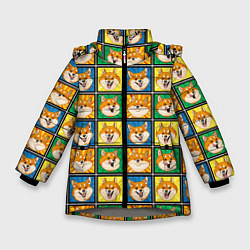 Зимняя куртка для девочки Разноцветная плитка сибы