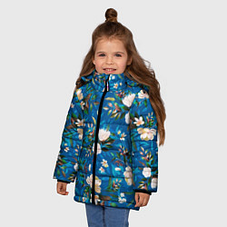 Куртка зимняя для девочки Цветы Синий Сад, цвет: 3D-красный — фото 2