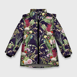 Куртка зимняя для девочки Цветы В Букетах, цвет: 3D-светло-серый