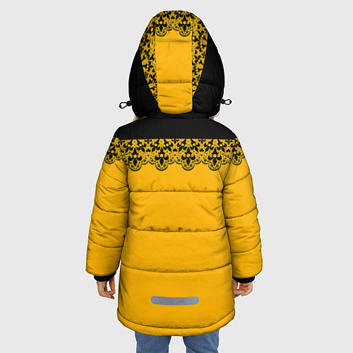 Зимняя куртка для девочки Черное кружево на желтом фоне / 3D-Красный – фото 4