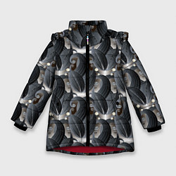 Зимняя куртка для девочки Стильные черные листья