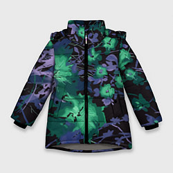 Куртка зимняя для девочки Цветочная авангардная композиция, цвет: 3D-светло-серый