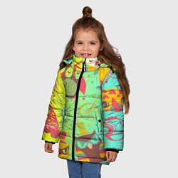 Куртка зимняя для девочки Весёлые совы, цвет: 3D-черный — фото 2