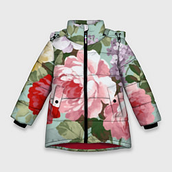 Куртка зимняя для девочки Букет роз Лето, цвет: 3D-красный