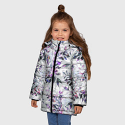 Куртка зимняя для девочки Цветы Серый Букет, цвет: 3D-красный — фото 2