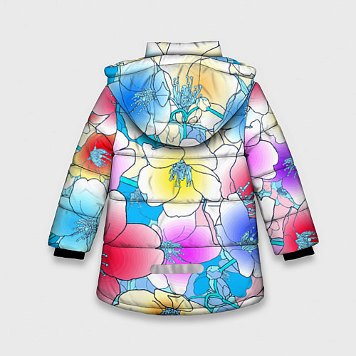 Зимняя куртка для девочки Летний цветочный паттерн Fashion trend 2025 / 3D-Черный – фото 2