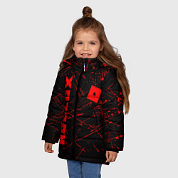 Куртка зимняя для девочки ROBLOX красный логотип, цвет: 3D-светло-серый — фото 2
