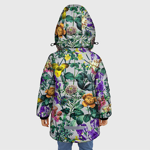 Зимняя куртка для девочки Цветы Летний Орнамент / 3D-Красный – фото 4
