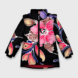 Куртка зимняя для девочки Сон в летнюю ночь Beautiful flower, цвет: 3D-красный