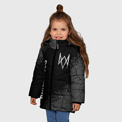 Куртка зимняя для девочки Watch Dogs Glitch на темном фоне, цвет: 3D-черный — фото 2