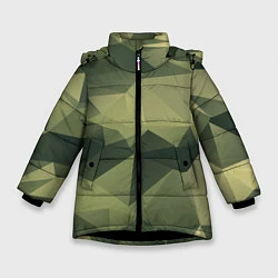 Куртка зимняя для девочки 3д полигоны - камуфляж, цвет: 3D-черный
