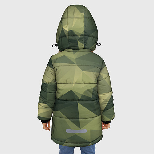 Зимняя куртка для девочки 3д полигоны - камуфляж / 3D-Красный – фото 4