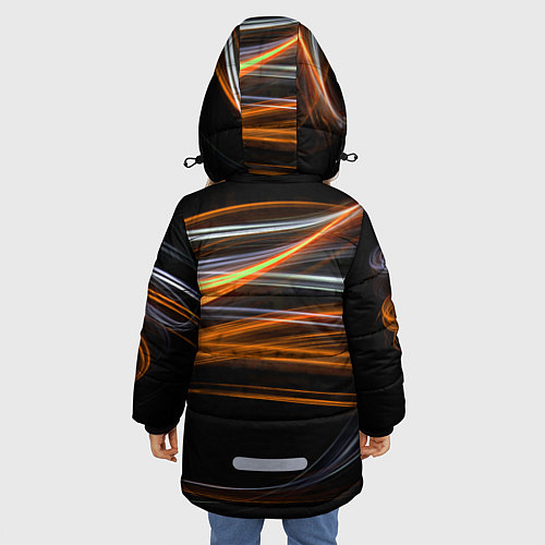 Зимняя куртка для девочки Волнообразные линии неона - Оранжевый / 3D-Красный – фото 4