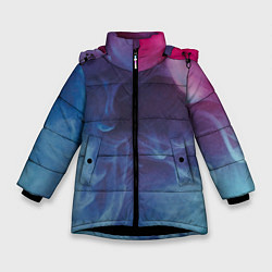 Куртка зимняя для девочки Неоновый дым - Голубой и розовый, цвет: 3D-черный