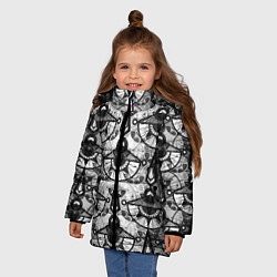 Куртка зимняя для девочки В черно-серых тонах геометрический узор, цвет: 3D-красный — фото 2