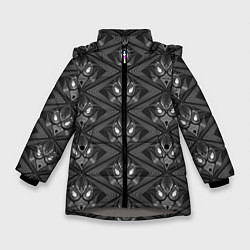 Куртка зимняя для девочки Черно-белый современный узор арт-деко, цвет: 3D-светло-серый