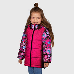Куртка зимняя для девочки Розовый в цветах, цвет: 3D-светло-серый — фото 2