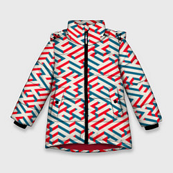 Куртка зимняя для девочки Изометрический Лабиринт, цвет: 3D-красный