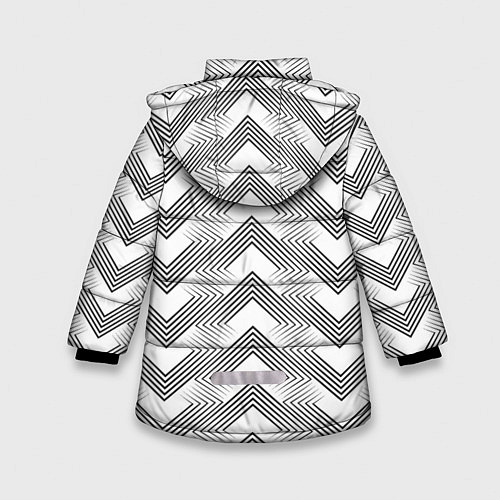 Зимняя куртка для девочки Геометрический узор арт деко на белом фоне / 3D-Черный – фото 2