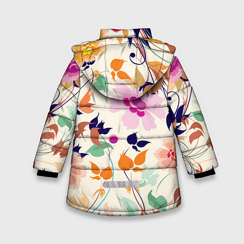 Зимняя куртка для девочки Summer floral pattern / 3D-Черный – фото 2
