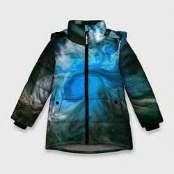 Куртка зимняя для девочки Неоновые краски - Синий, цвет: 3D-светло-серый