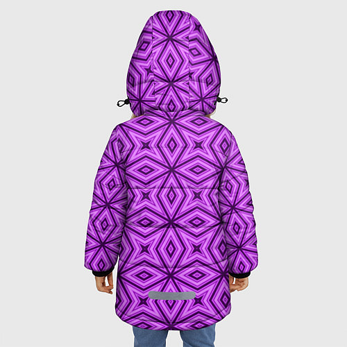 Зимняя куртка для девочки Геометрический узор в розово-малиновых тонах / 3D-Красный – фото 4