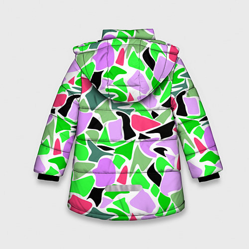 Зимняя куртка для девочки Abstract pattern green pink spots / 3D-Красный – фото 2