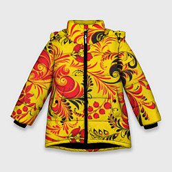 Зимняя куртка для девочки Хохломская Роспись Цветы