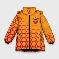 Куртка зимняя для девочки Рома соты, цвет: 3D-черный