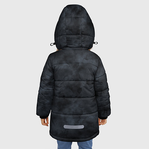 Зимняя куртка для девочки Акварельные разводы черный / 3D-Красный – фото 4