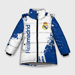Куртка зимняя для девочки Реал Мадрид краска, цвет: 3D-светло-серый