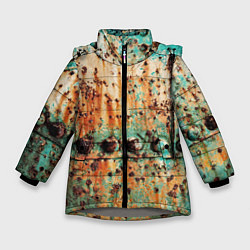 Куртка зимняя для девочки Искусство коррозии металла Rust, цвет: 3D-светло-серый