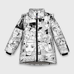 Куртка зимняя для девочки Tokyo Revengers паттерн, цвет: 3D-светло-серый