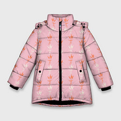 Зимняя куртка для девочки Веточки лаванды розовый паттерн