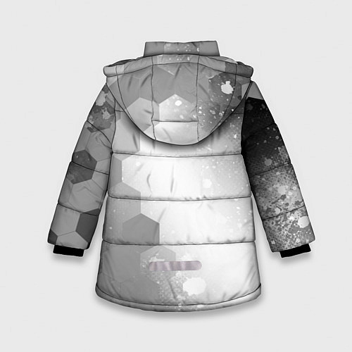 Зимняя куртка для девочки Thirty Seconds to Mars Glitch на светлом фоне / 3D-Черный – фото 2