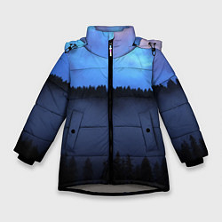 Зимняя куртка для девочки Неоновое небо над лесом
