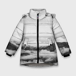 Куртка зимняя для девочки Горы и туман, цвет: 3D-светло-серый