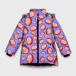 Куртка зимняя для девочки Колбасный дождь, цвет: 3D-черный