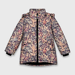 Зимняя куртка для девочки Геометрический сетчатый узор Коралловый, коричневы