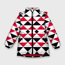 Куртка зимняя для девочки Geometric shapes triangles, цвет: 3D-красный