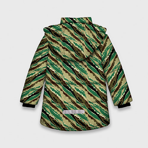 Зимняя куртка для девочки Абстрактный узор камуфляжной расцветки / 3D-Черный – фото 2