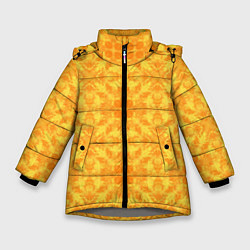 Куртка зимняя для девочки Желтый абстрактный летний орнамент, цвет: 3D-светло-серый