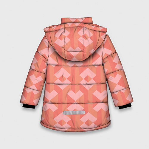 Зимняя куртка для девочки Геометрический узор розового цвета geometric pink / 3D-Светло-серый – фото 2