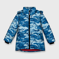 Зимняя куртка для девочки Камуфляж морской