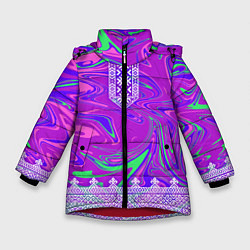 Зимняя куртка для девочки Славянская рубаха с разводами