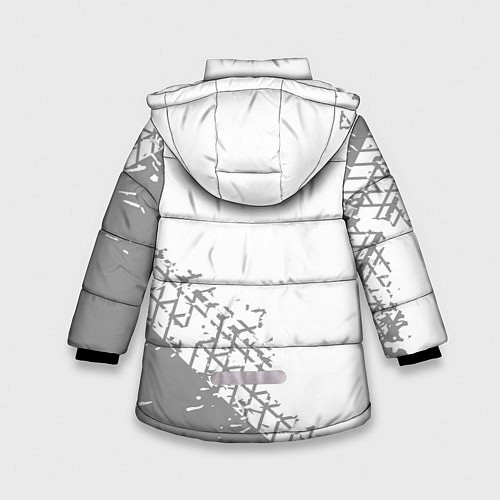 Зимняя куртка для девочки Daewoo Speed на светлом фоне со следами шин / 3D-Черный – фото 2