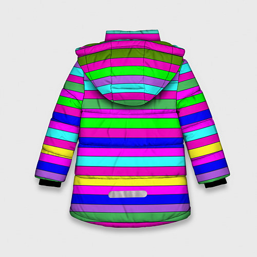 Зимняя куртка для девочки Multicolored neon bright stripes / 3D-Светло-серый – фото 2