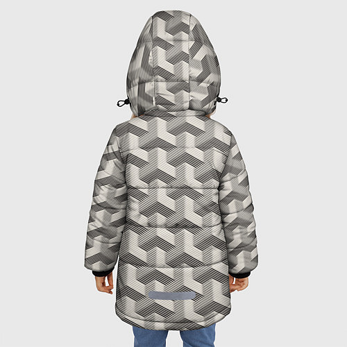 Зимняя куртка для девочки Геометрические фигуры Оптическая иллюзия / 3D-Красный – фото 4